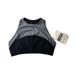 Vtg‎ Moda Prima Sports Bra Black Gray Size Medium Made In USA